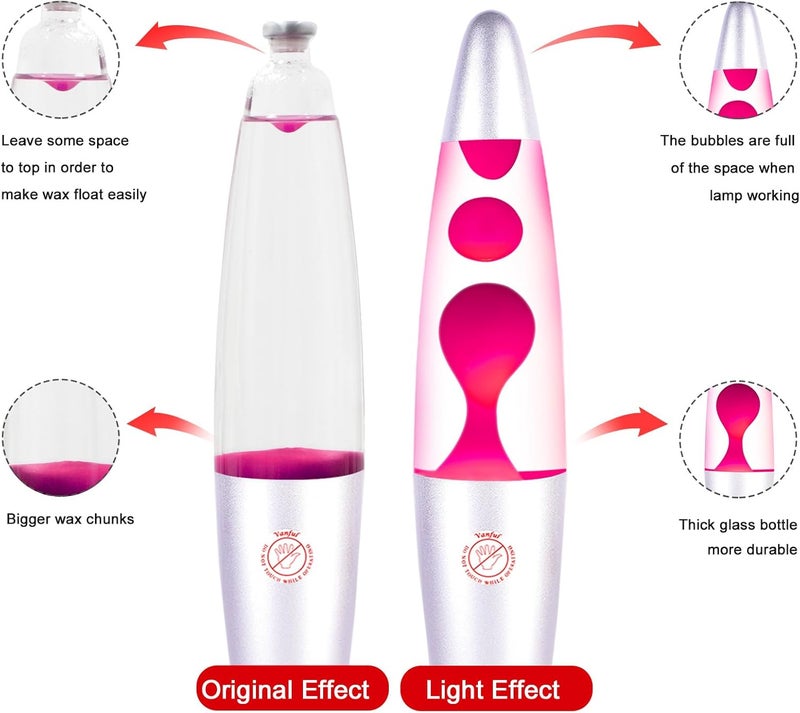 Vanful Store Pink Liquid Motion Lamp for Adults Glitter Magma Lamps for Bedroom and Home Christmas Thanksgiving Day Decor Bulb Included 13 Inch Night Light with Sliver Base for Kids Boys Girls - Image 4